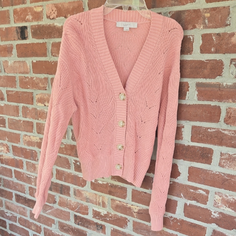 LOFT Blush Pink Knit Cardigan
